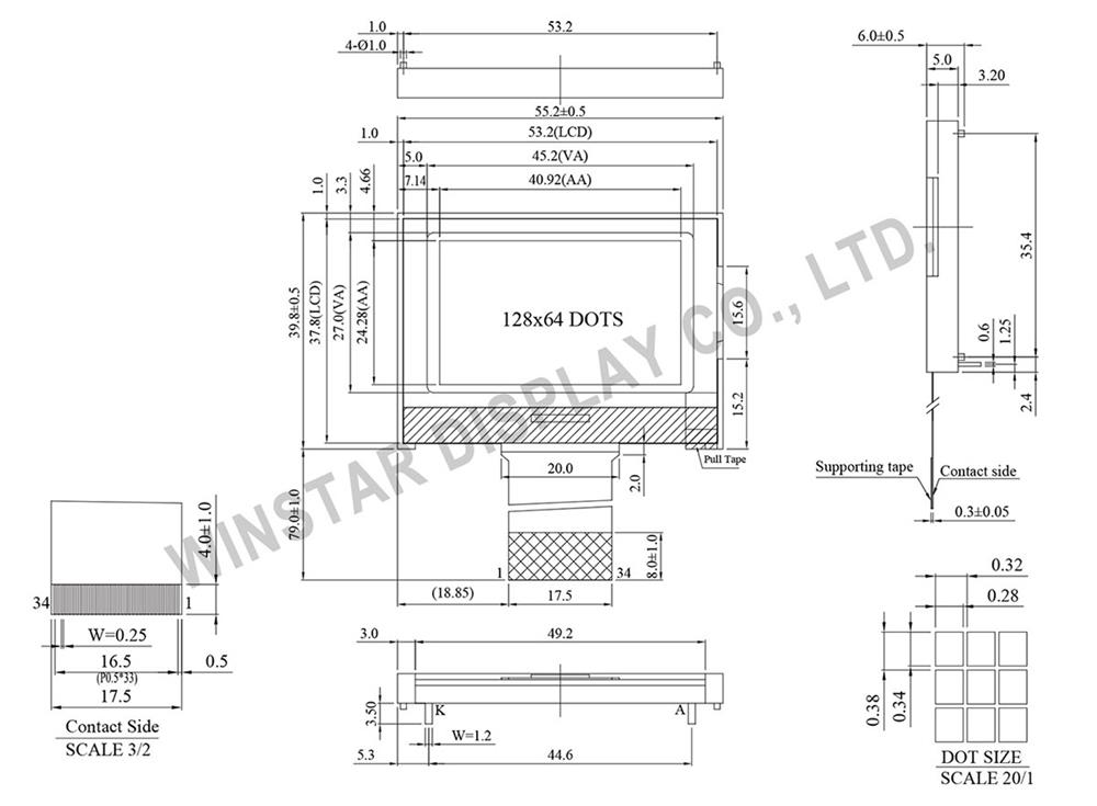 Chip-on-Glass LCD Module 128x64 